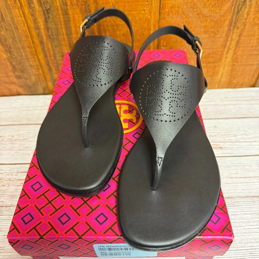 Tory Burch Capri Perf Leather Sandal - Perfect Black